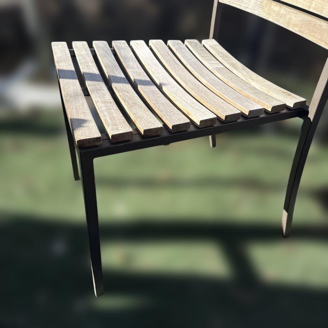 ガーデンチェア 木製スラットデザイン 2 点セート