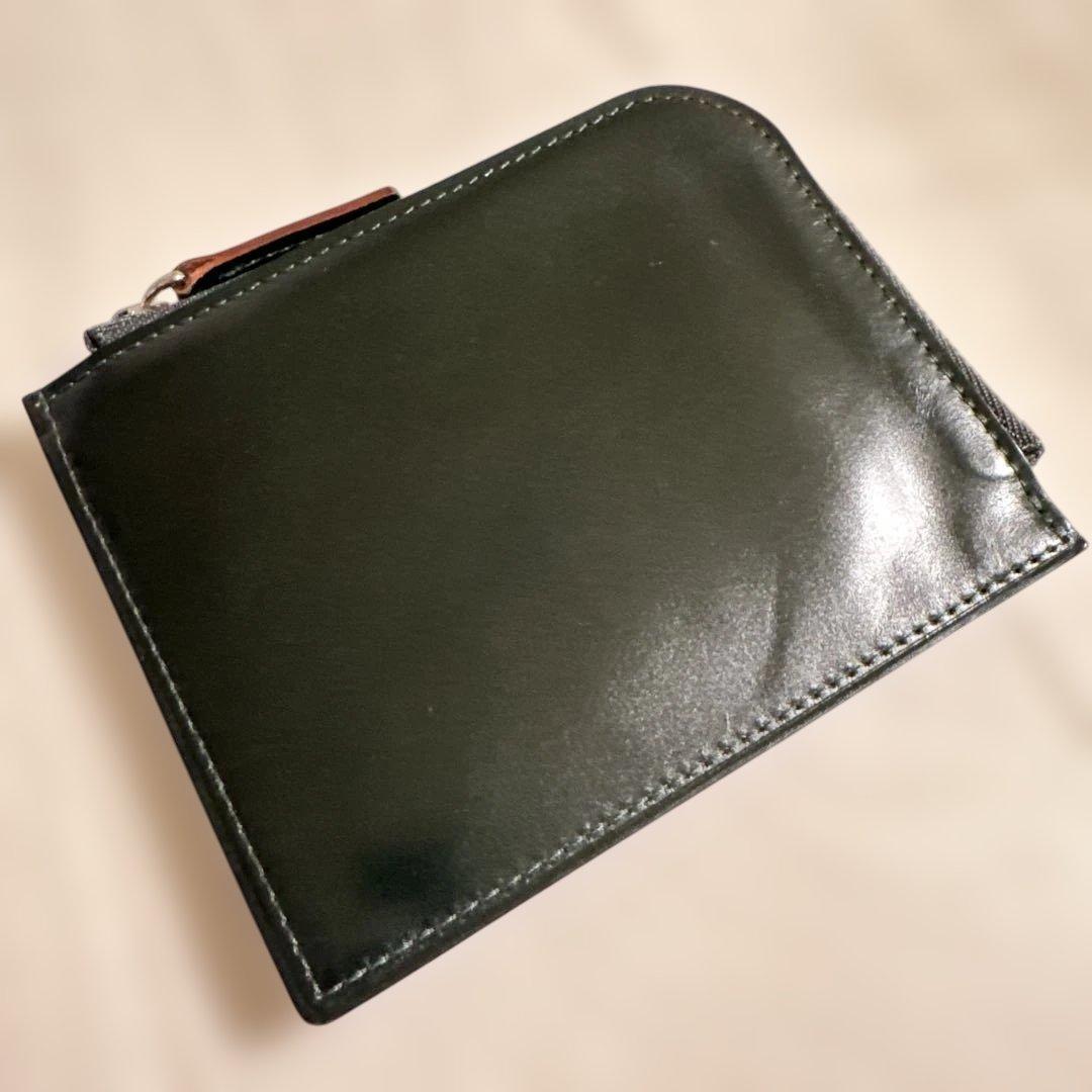 土屋鞄　コードバンLファスナー　ダークグリーン