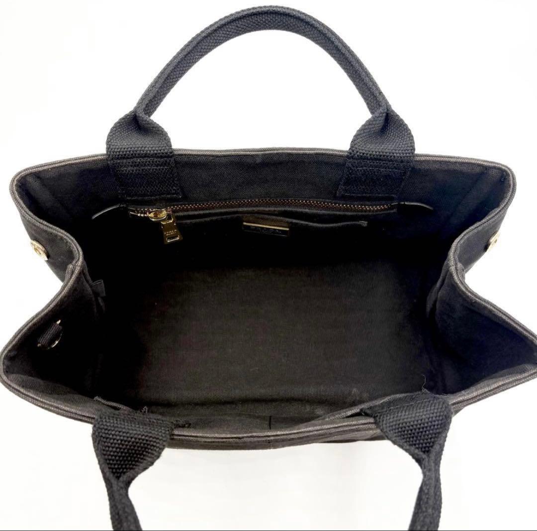 人気✨PRADAトートバッグ 2way カナパ Sサイズ 黒 ゴールド金具