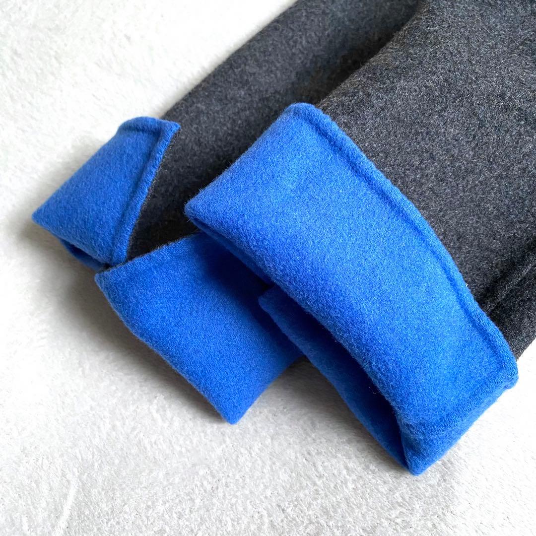 【美品✨】ENFOLD ウールリバーノーカラーコート　バイカラー　グレー×ブルー