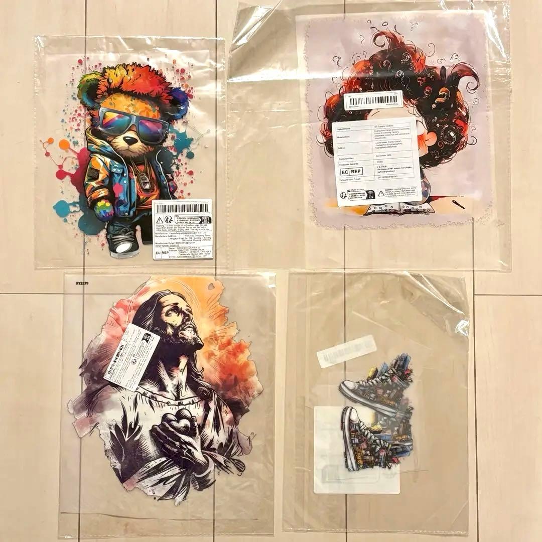 小型のヒートプレス機　ワッペン　刺繍パッチ　計36点セット