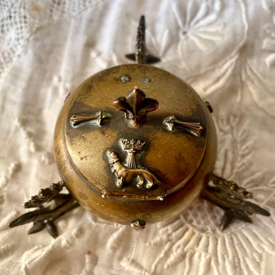 ブルターニュ エルミン紋章書斎用インクウェル インク壺 フランスアンティーク