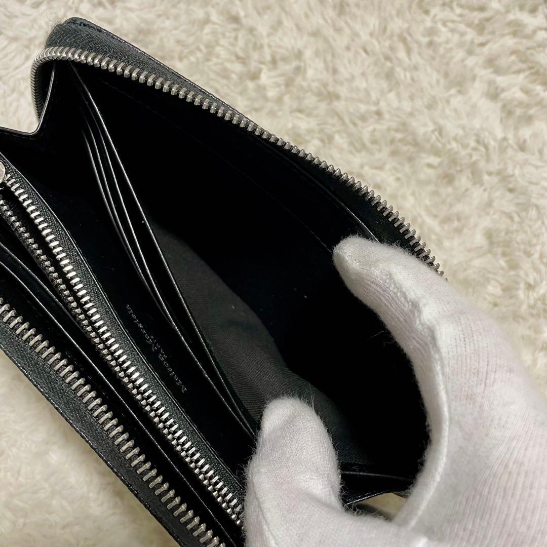 箱付き極美品 メゾンマルジェラ 4ステッチ レザー ラウンドジップウォレット