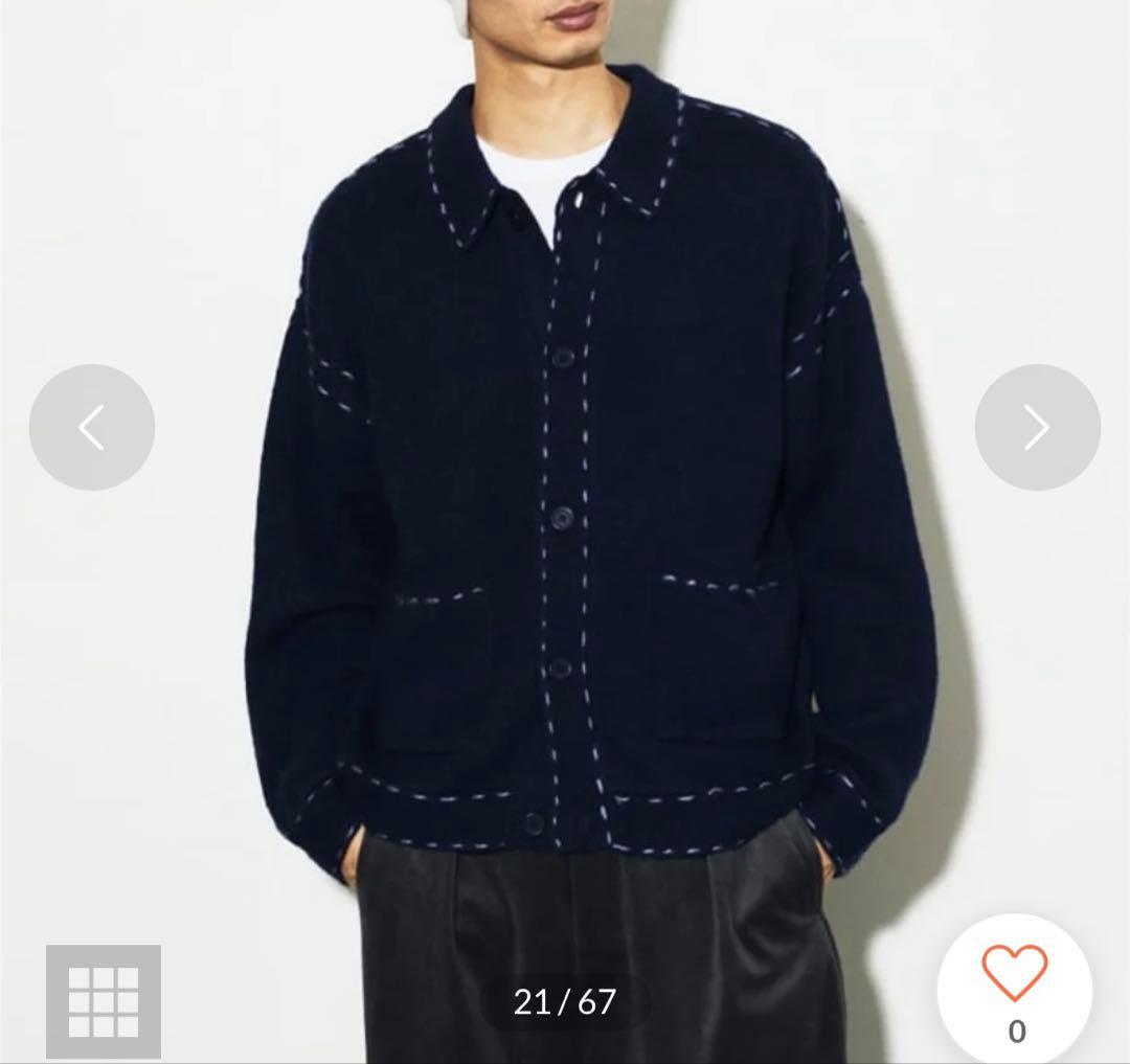 ジャーナルスタンダード　ハンドステッチブラッシュド カーディガン　ネイビー