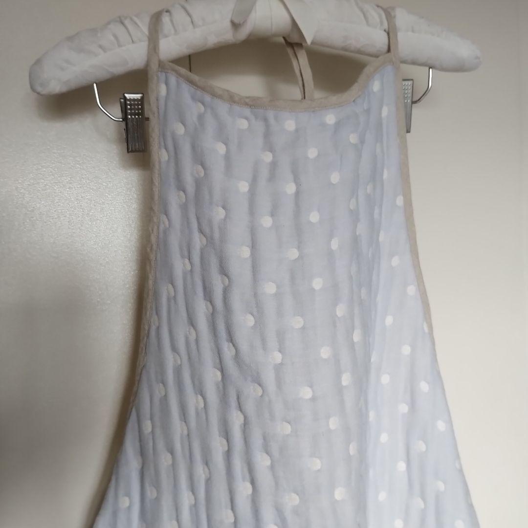 未使用品　エプロン　リバーシブル　ガーゼ生地　ドット柄