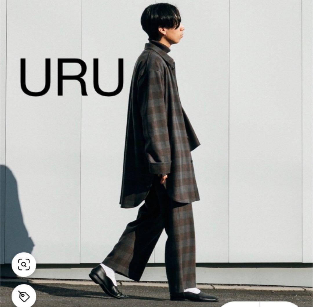 トップス URU WOOL CHECK OVER SHIRTS