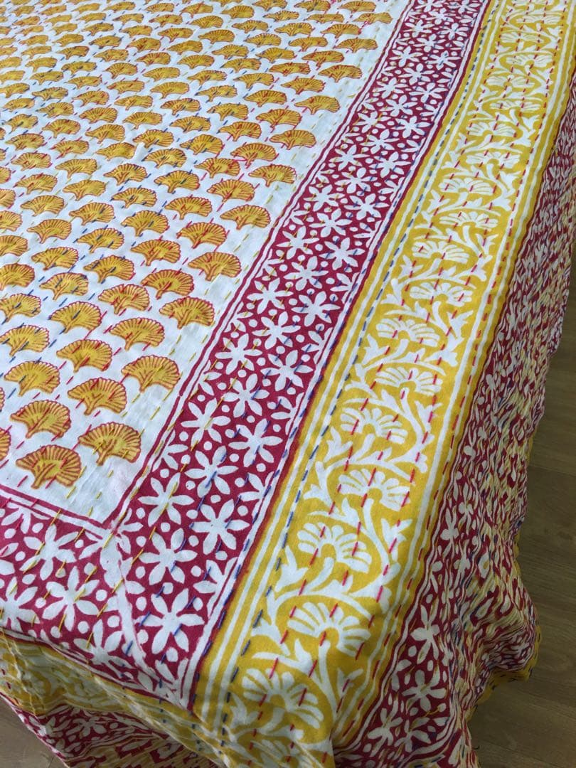 インド　ブロックプリント　マルチカバー  ベットカバー