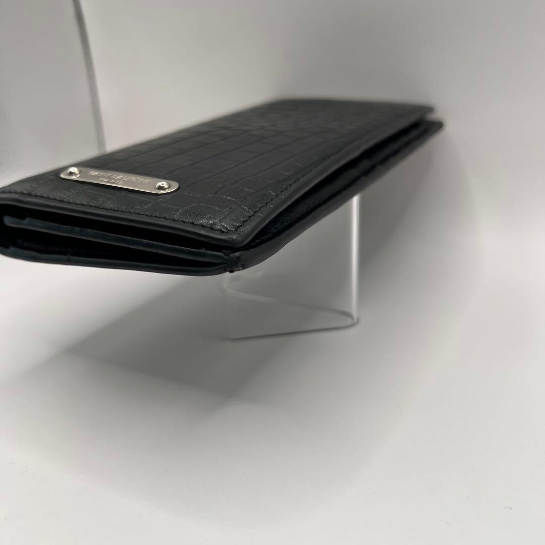 saint laurent 長財布　ブラック　クロコ　プレート　型押し　エンボス