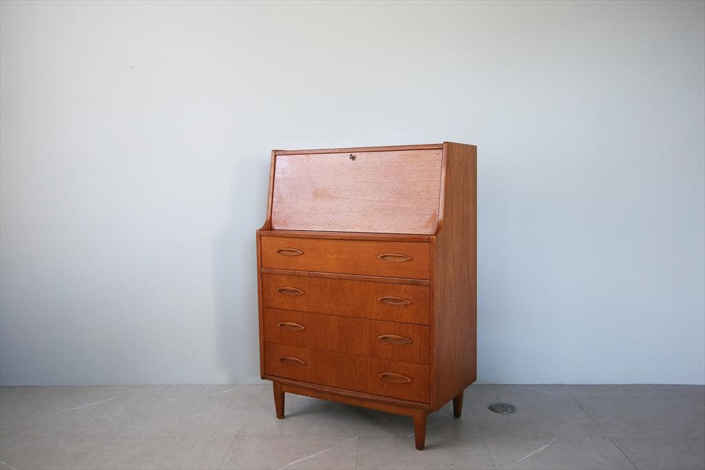 英国アンティークチーク古木ライティングビューロー/木製デスク/勉強机(91-94