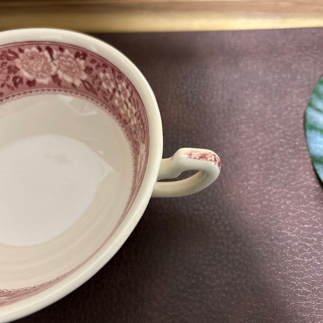 3セット　ビレロイ&ボッホ　スープカップ　ソーサー付　花　赤　Rusticana