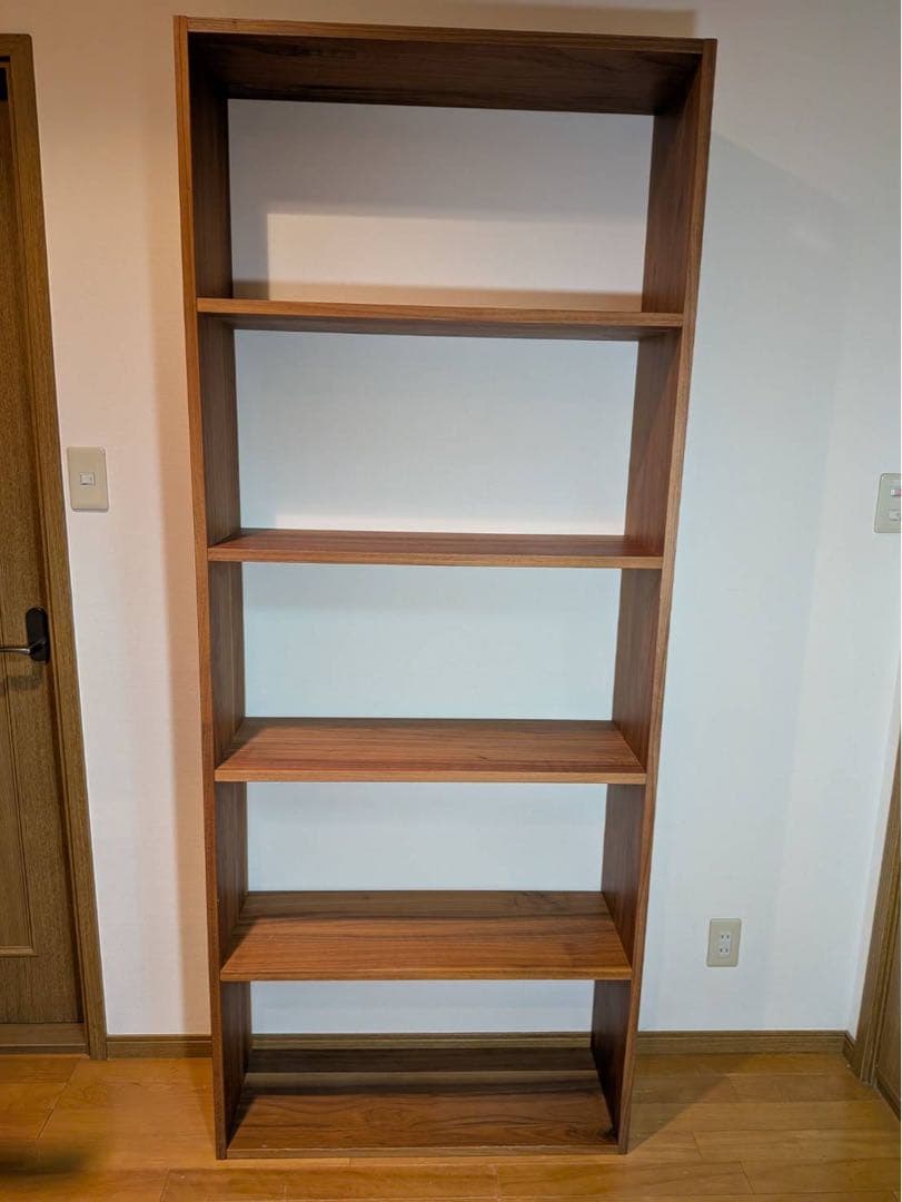 ■送料込■無印良品 スタッキングシェルフワイド 5段 ウォールナット棚収納