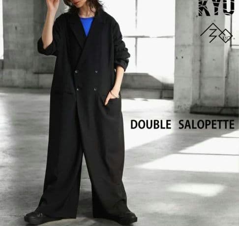 ダブルボタン オールインワン レディース ボトムス　ブラック