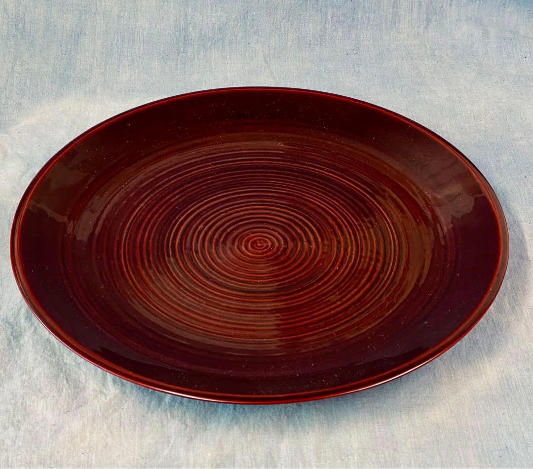 輪島塗 大皿（盛器） 千弾き溜塗り