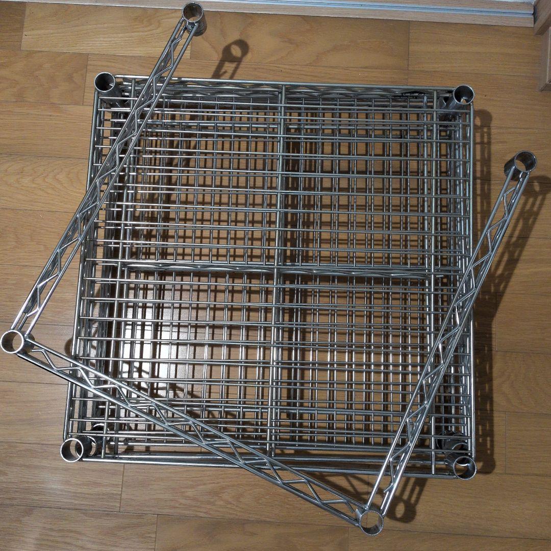 ホームエレクター600×600ワイヤーシェルフ×4、三方クロスバー×1　No.6