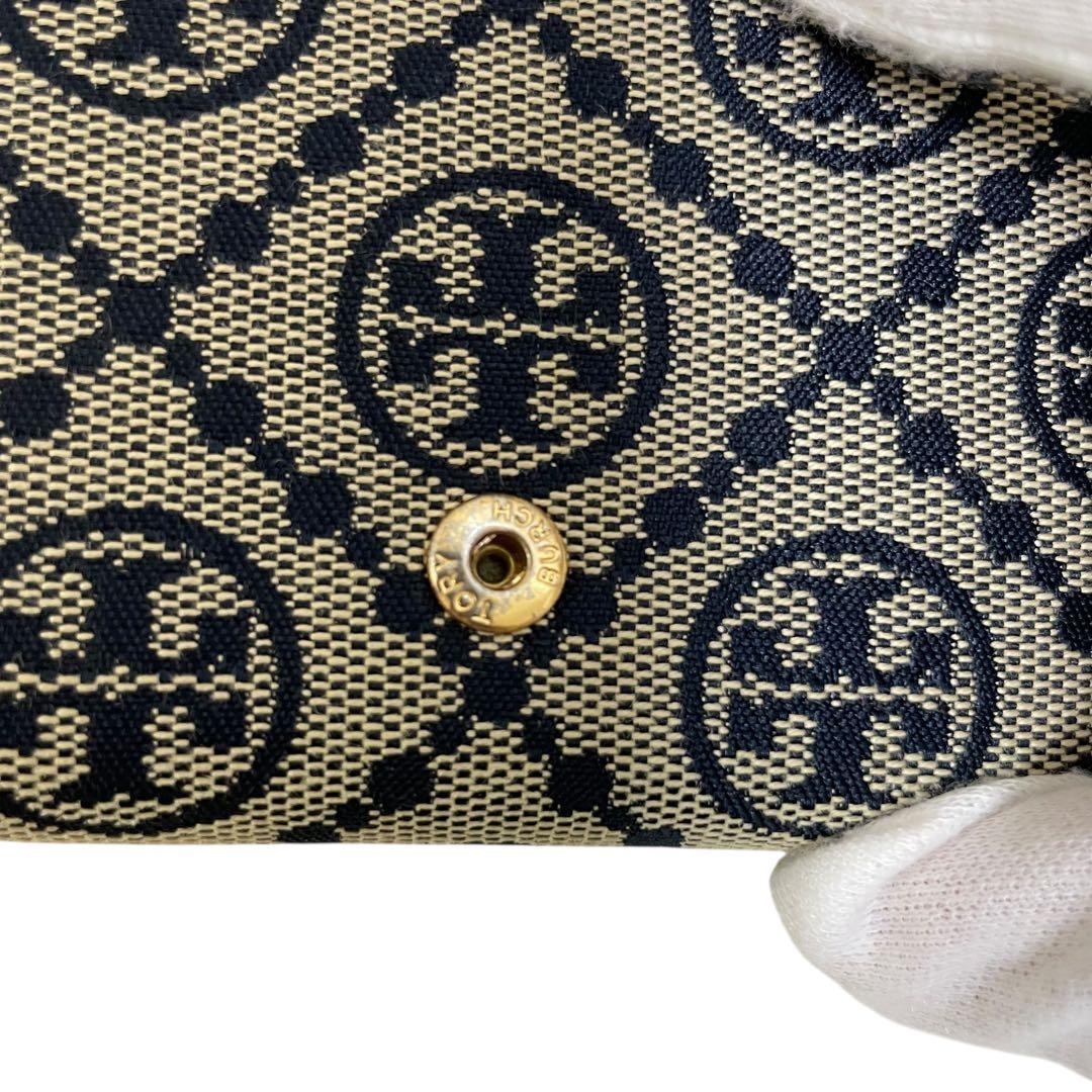 ⭐️美品 ⭐️トリーバーチ 三つ折り財布 ネイビー イエロー レザー キャンバス