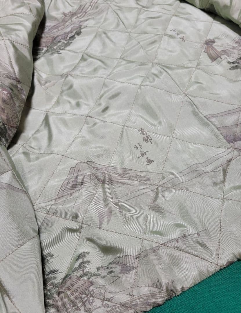 め1223着物リメイク正絹古布黒留袖江戸褄ヴィンテージスカジャンハンドメイド