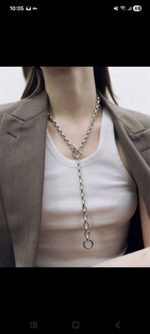 シルバー ロングチェーンネックレス