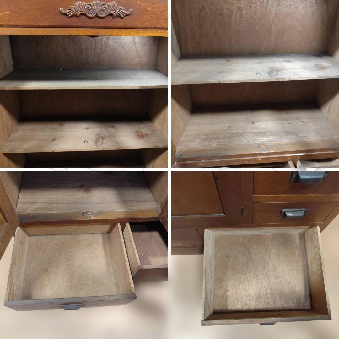 昭和レトロ 木製 木戸食器棚 アンティーク 飾り棚 カップボード キャビネット