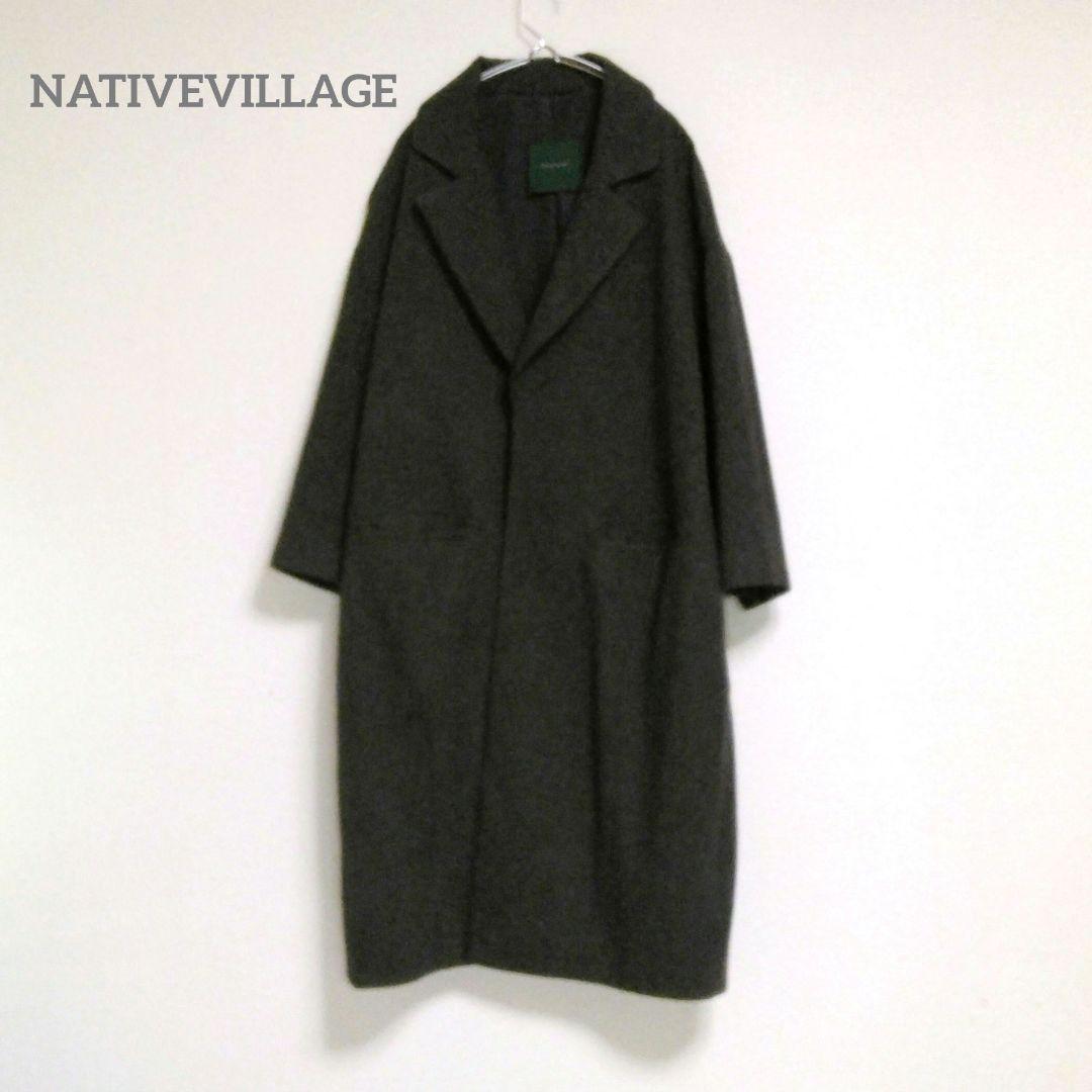 ガサ⭐︎NATIVEVILLAGE⭐︎ロングコート⭐︎ヘリンボーン⭐︎日本製