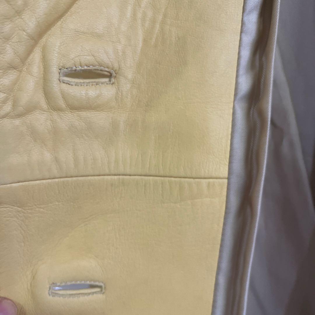 LOEWEロエベレザーコート36イエロー黄色シミあり