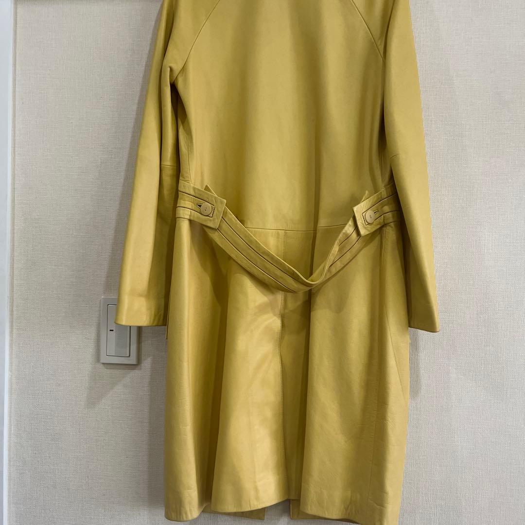 LOEWEロエベレザーコート36イエロー黄色シミあり