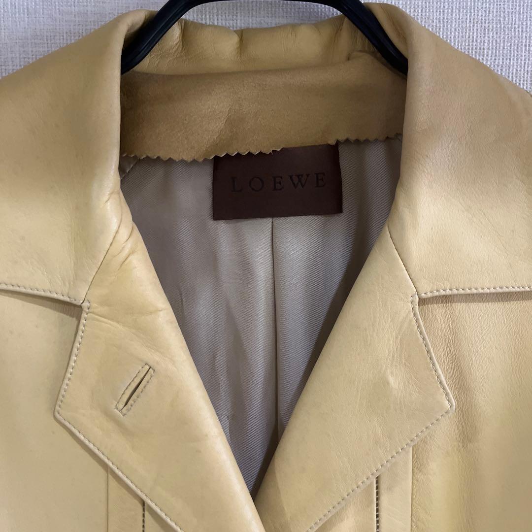 LOEWEロエベレザーコート36イエロー黄色シミあり