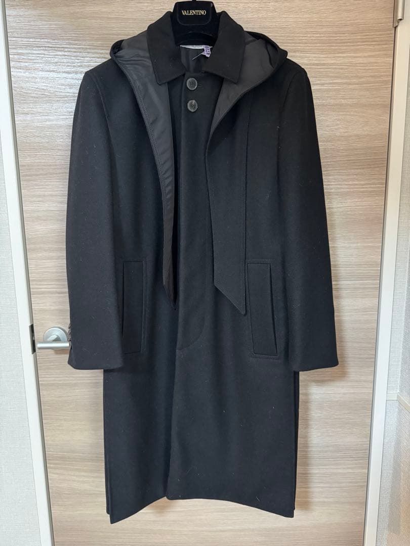 正規 VALENTINO ヴァレンティノ コート 黒 フード付