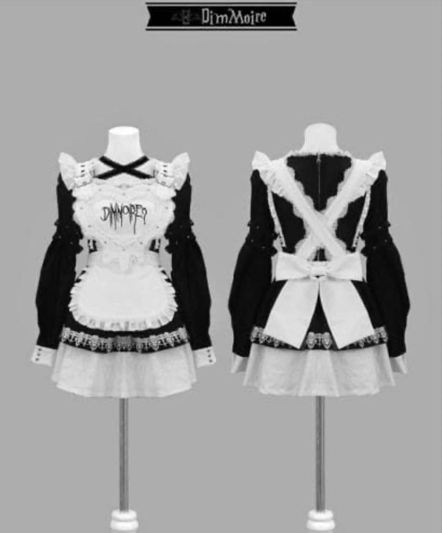 Drip Heartメイドワンピース【Black&White】