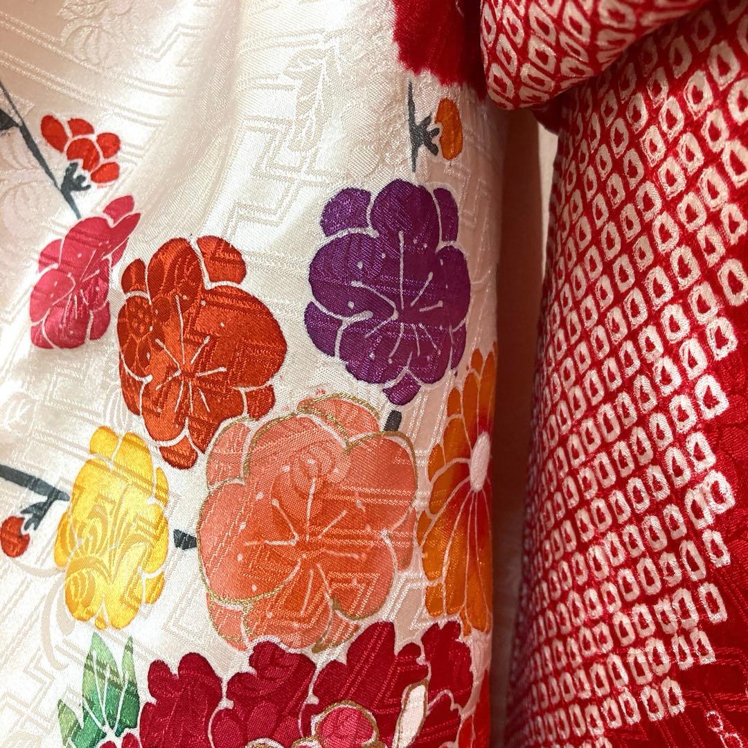 七五三　正絹　絞り　着物セット　7歳