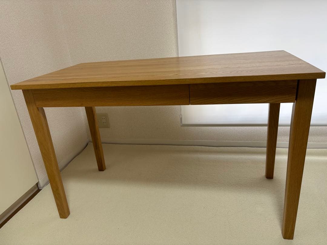 無印良品 木製デスク オーク材 引き出し・フック付き