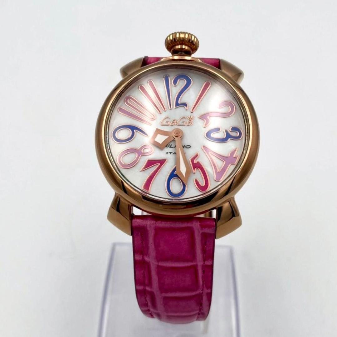 501 新品電池 ガガミラノ マヌアーレ40 腕時計 クォーツ 純正ベルト 稼働