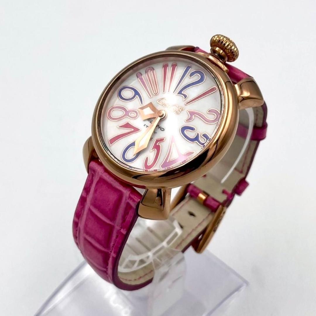 501 新品電池 ガガミラノ マヌアーレ40 腕時計 クォーツ 純正ベルト 稼働