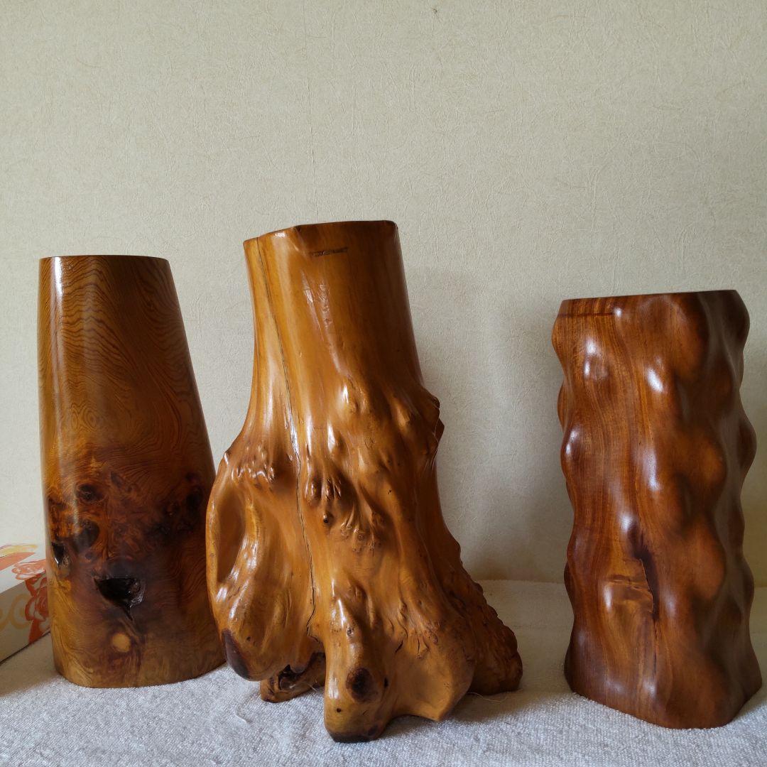 木製　花瓶　花器　3点セット