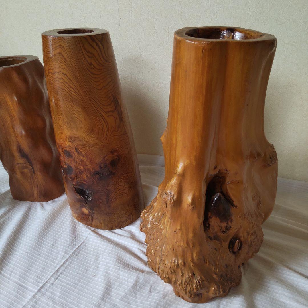 木製　花瓶　花器　3点セット