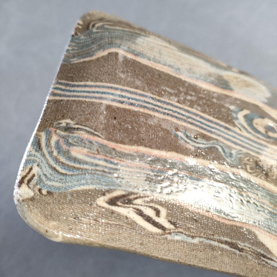 A1277-8/和弘 造/絞胎長皿5客/銘々皿/飾皿/盛皿/菓子皿/懐石道具/