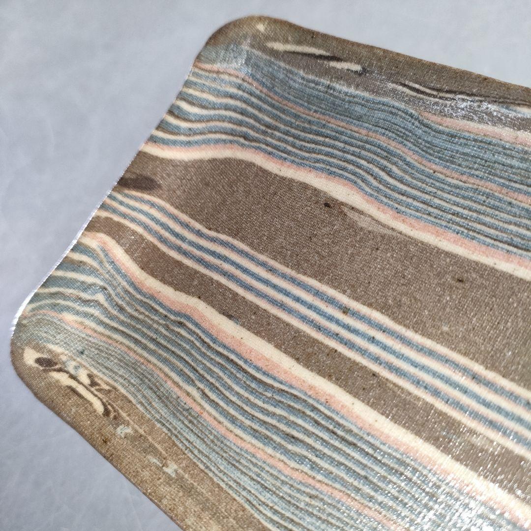 A1277-8/和弘 造/絞胎長皿5客/銘々皿/飾皿/盛皿/菓子皿/懐石道具/