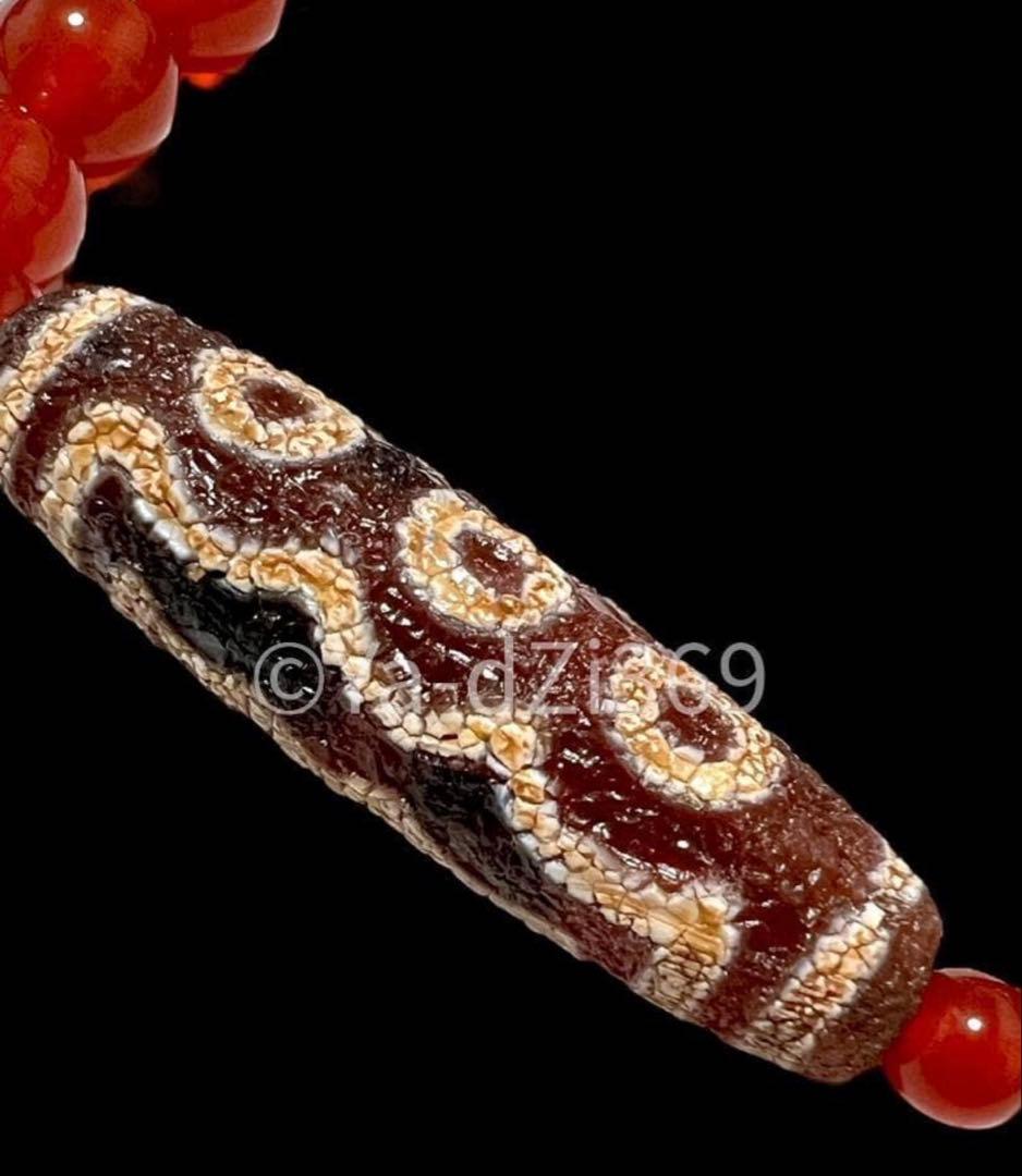 【一点限り】Dzi ジービーズ 上肯藏伝紅玉髄火供養 五眼天珠のブレス