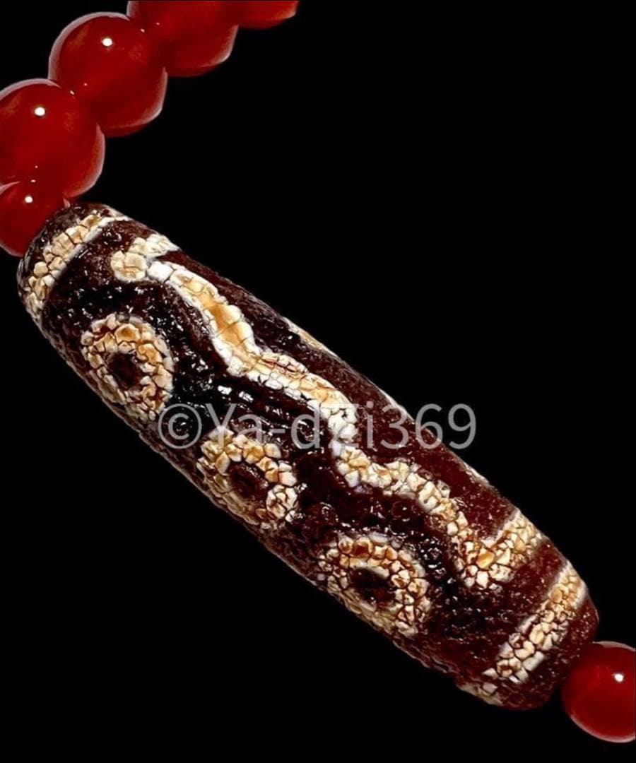 【一点限り】Dzi ジービーズ 上肯藏伝紅玉髄火供養 五眼天珠のブレス