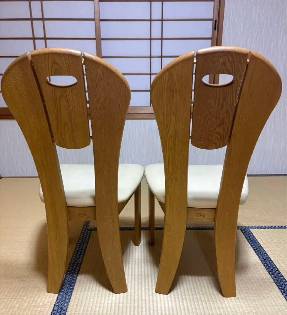 【美品】浜本工芸 / HAMAMOTO ダイニングチェア 椅子 合皮2脚セット