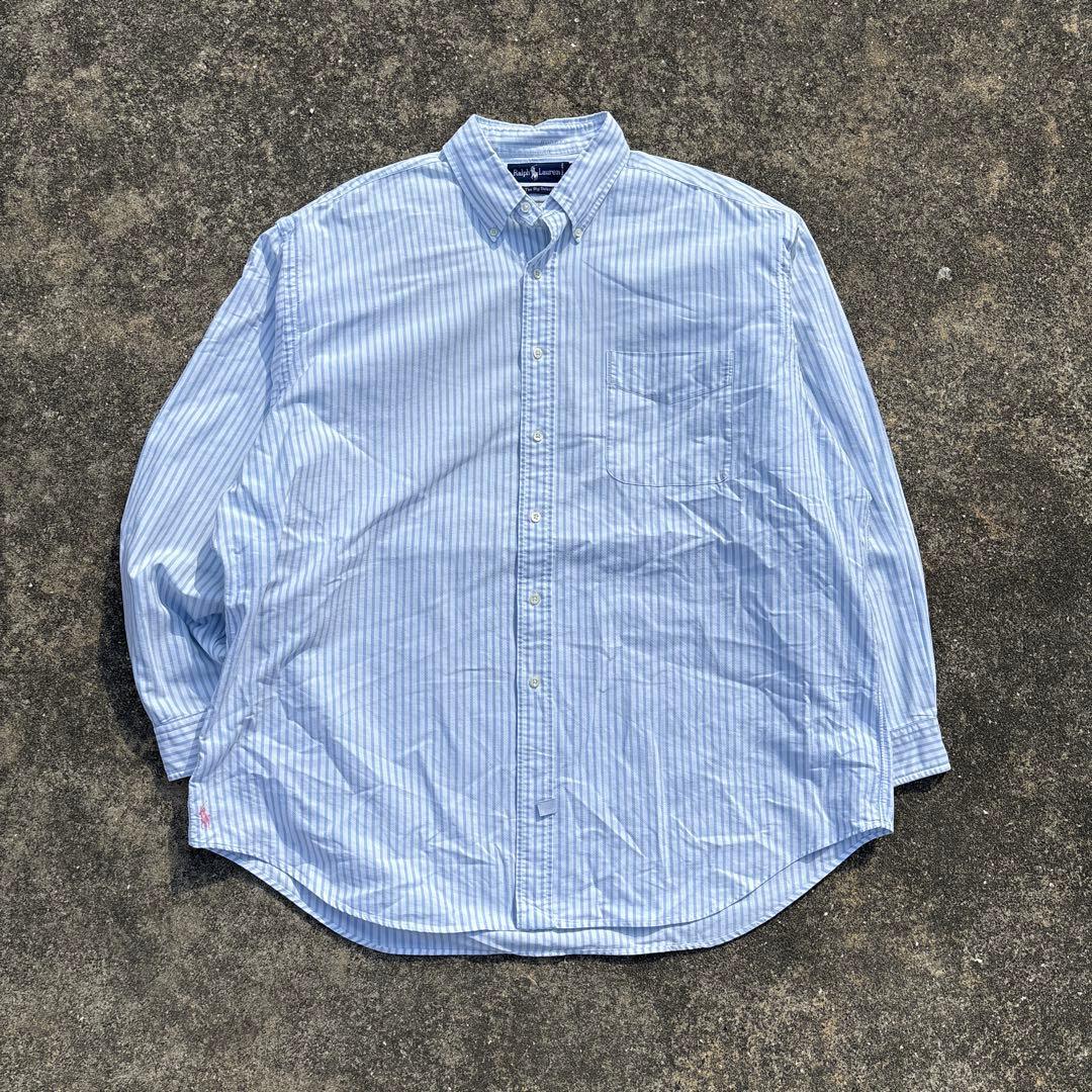 90s ポロ ラルフローレン 裾ポニー ボタンダウンシャツ ストライプ 希少