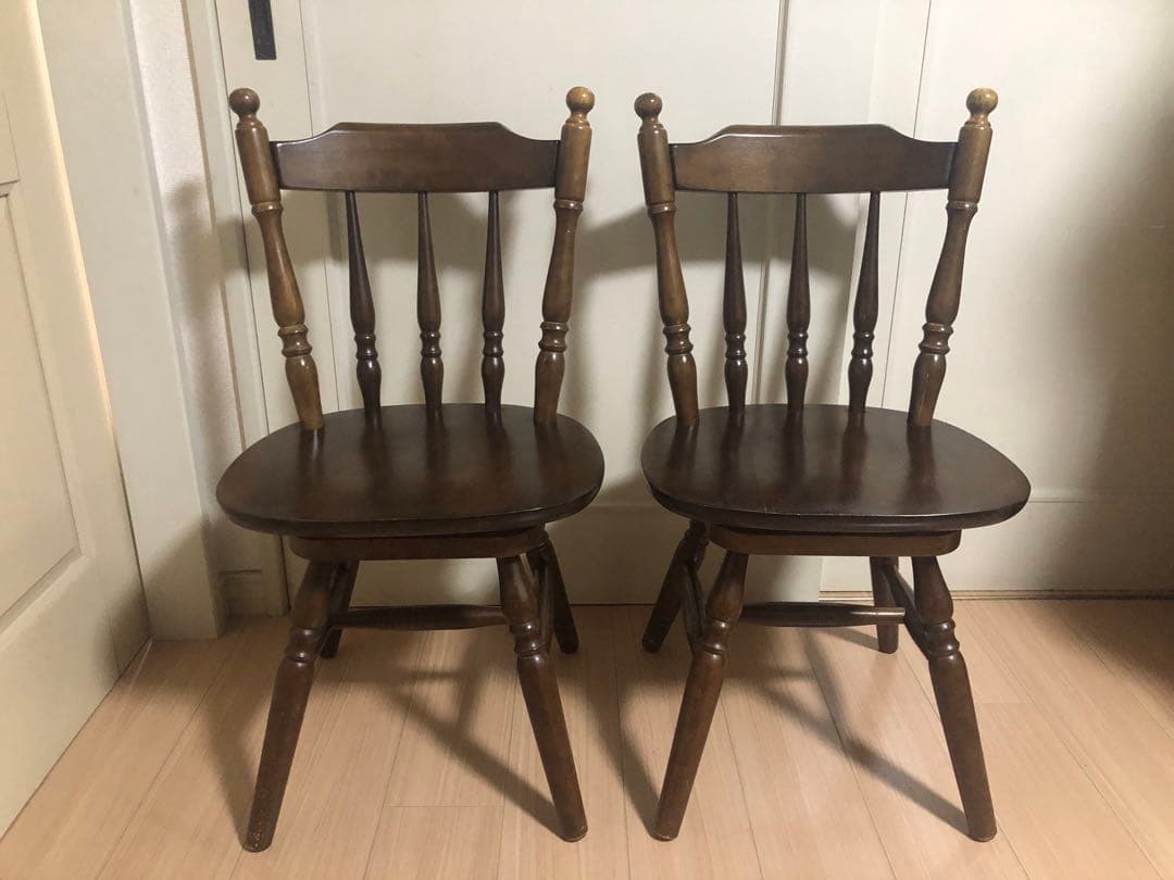 ウィンザーチェア ダイニングチェア 回転椅子 2脚セット【アンティーク レトロ】