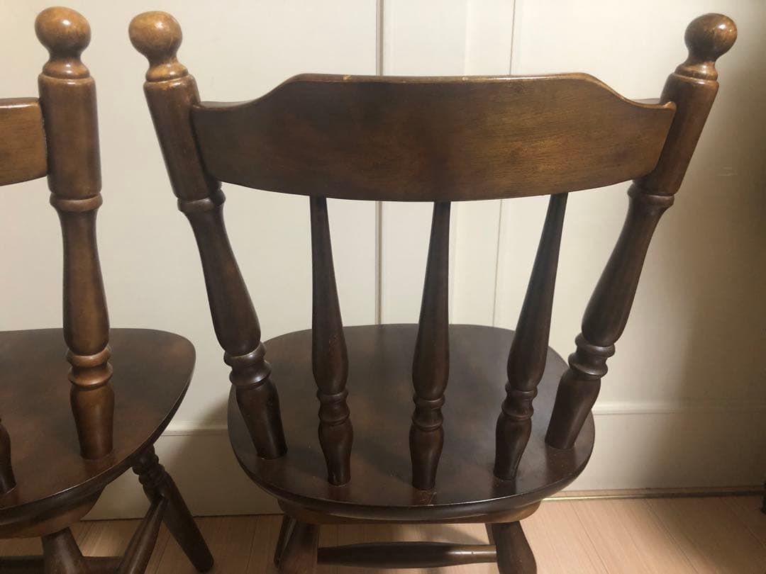 ウィンザーチェア ダイニングチェア 回転椅子 2脚セット【アンティーク レトロ】