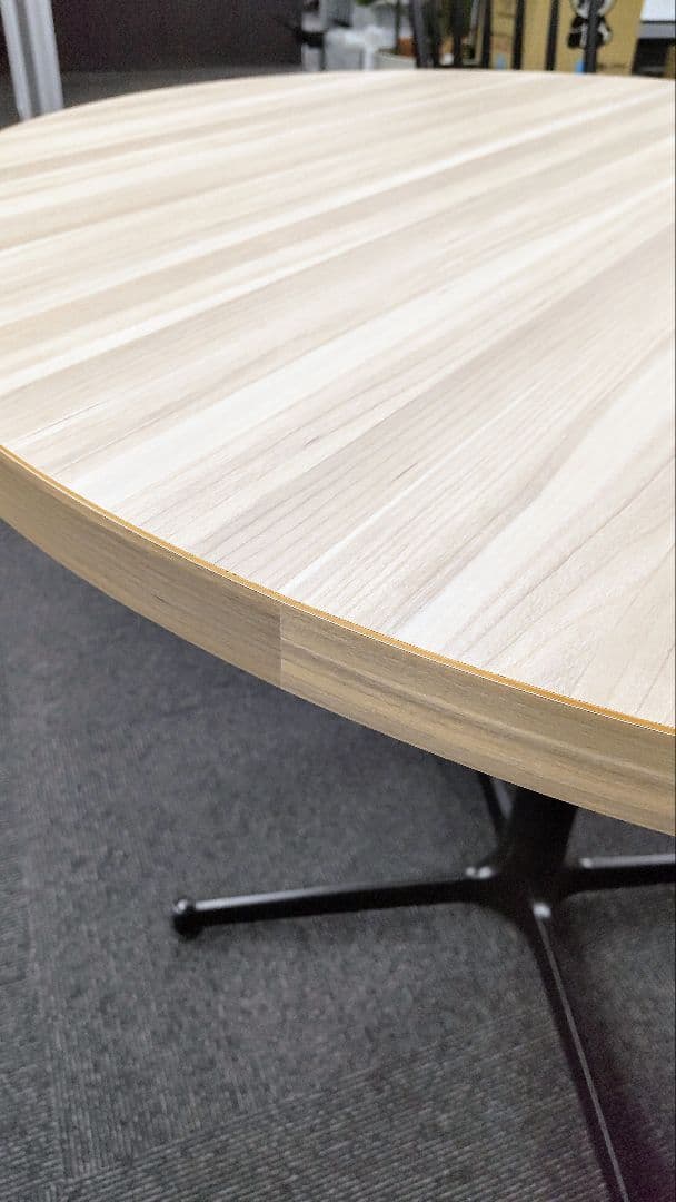 【りな】円形 木目ダイニングテーブル（直径90cm）