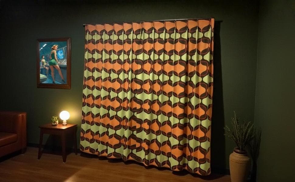 レトロ ミッドセンチュリー ドレープカーテン 50組限定 クリスマスセール