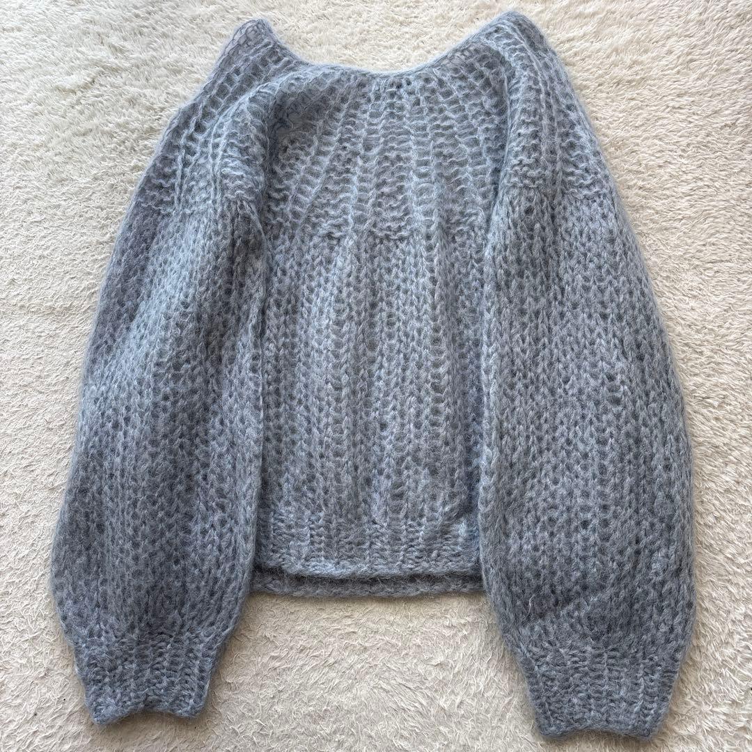 Maiami マイアミ　透かし編みモヘヤニット　アイスブルー