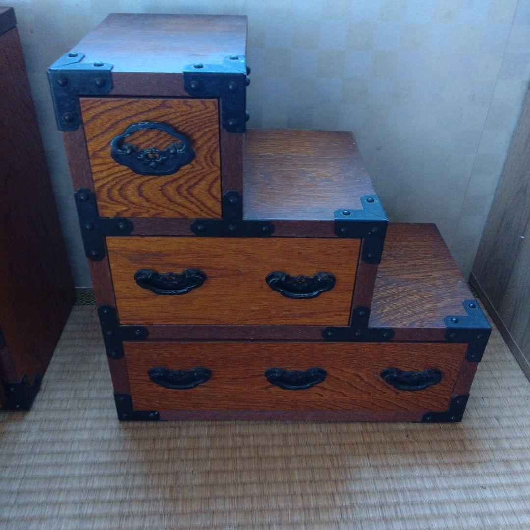 レトロ家具　階段小物入れ右左セット。　盛岡N型