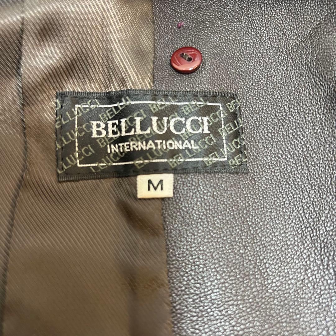 Bellucci ラムレザー ロングコート ダークブラウン M 羊革 ベルト