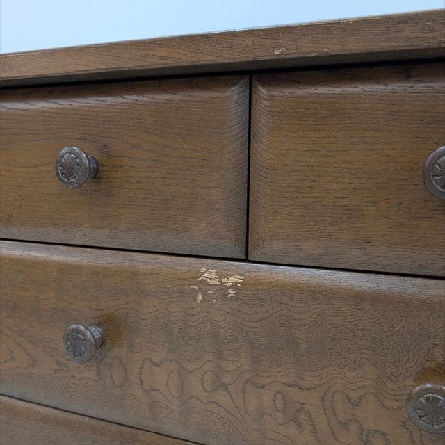 北海道旭川オーク無垢材5ドロワーチェスト