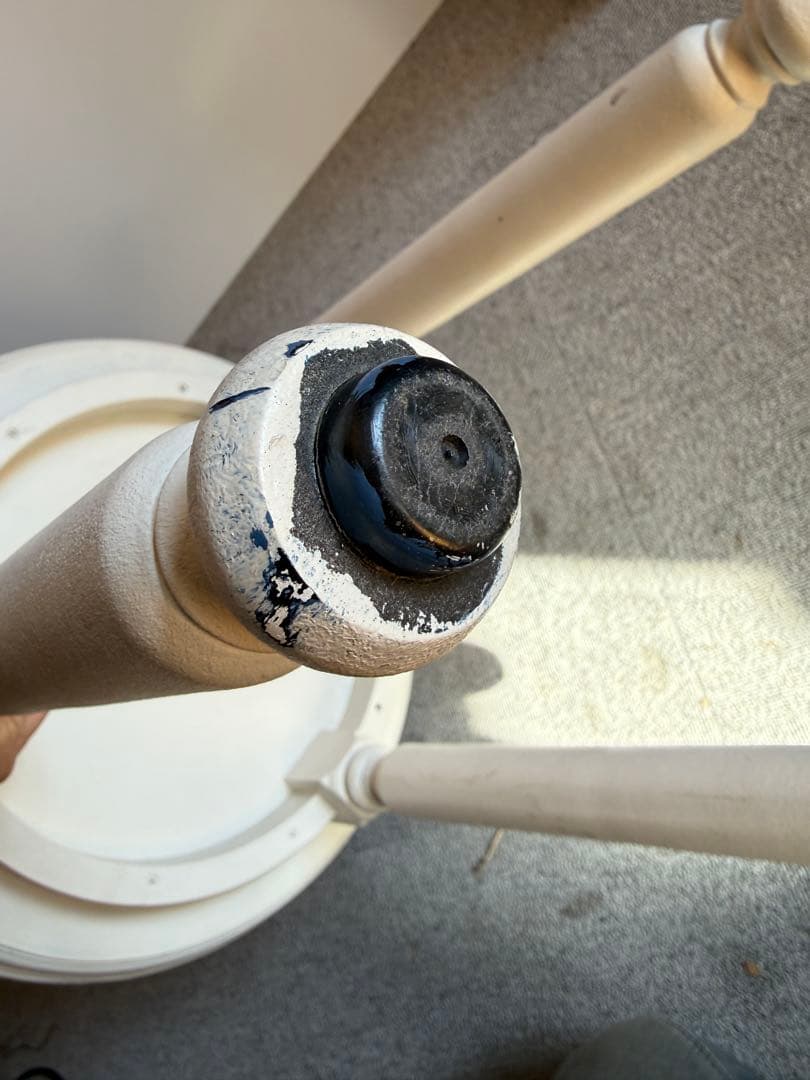 白塗装 木製 ラウンドサイドテーブル 3本脚 クラシック 花台 高さ調整可