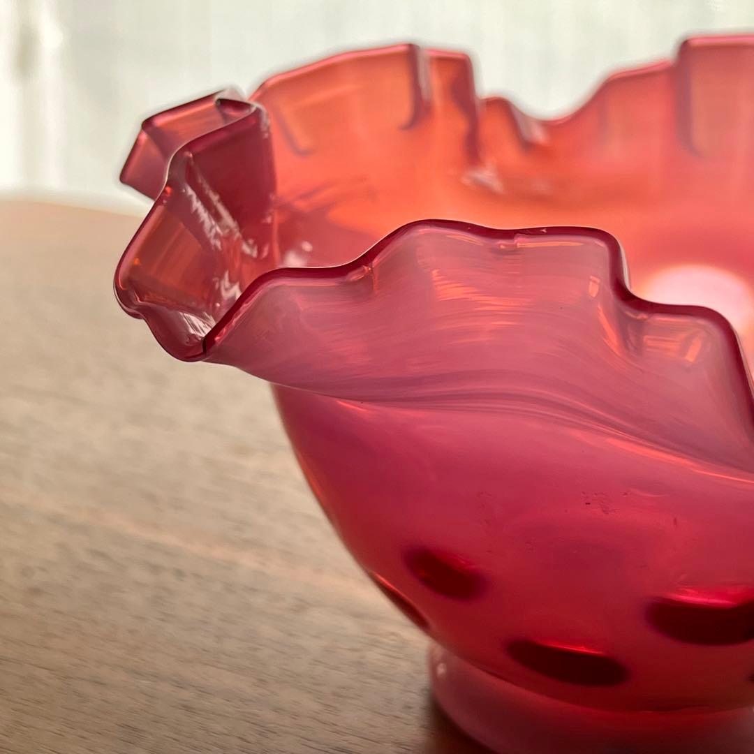 希少 フェントン ドット クランベリー フリルボール コンポート